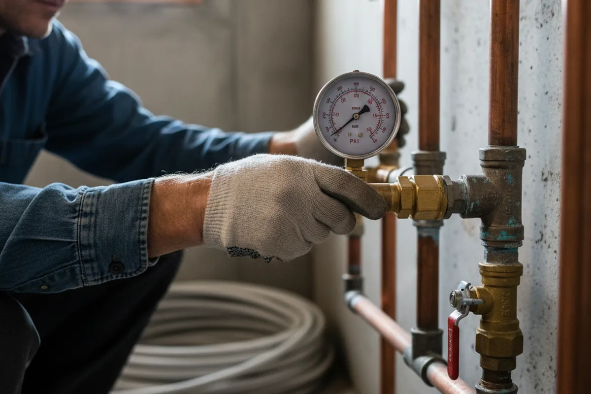 Pressure testing a repaired line during Water Line Repair in Malta
